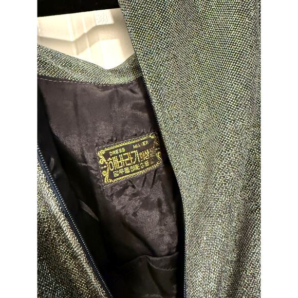 Vintage 70s Metallic Cottagecore Prairie Dress 8 Long Sleeve Holiday Party GLAM - Picture 9 of 11